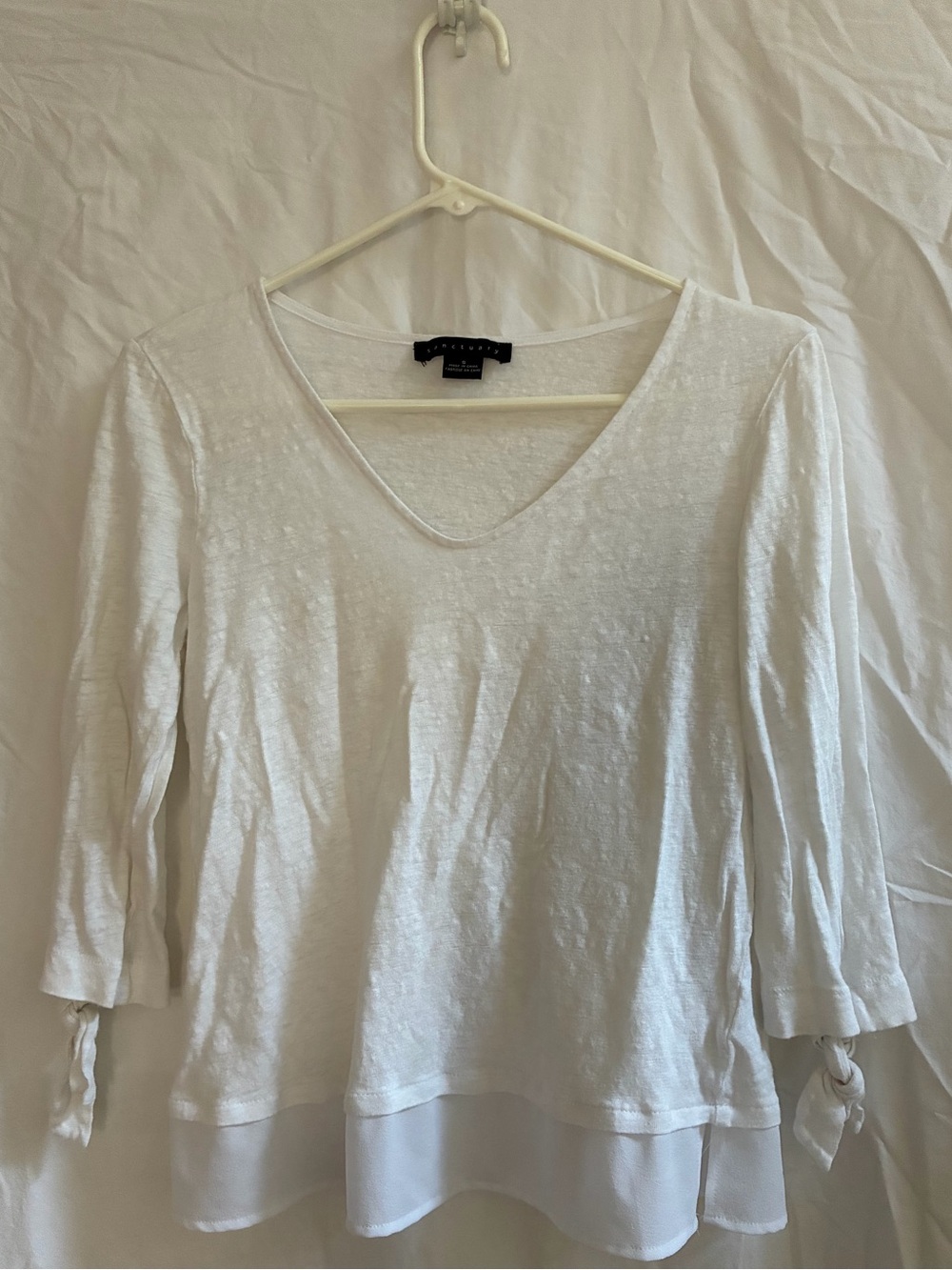 Sanctuary White V-Neck Layered Hem Top